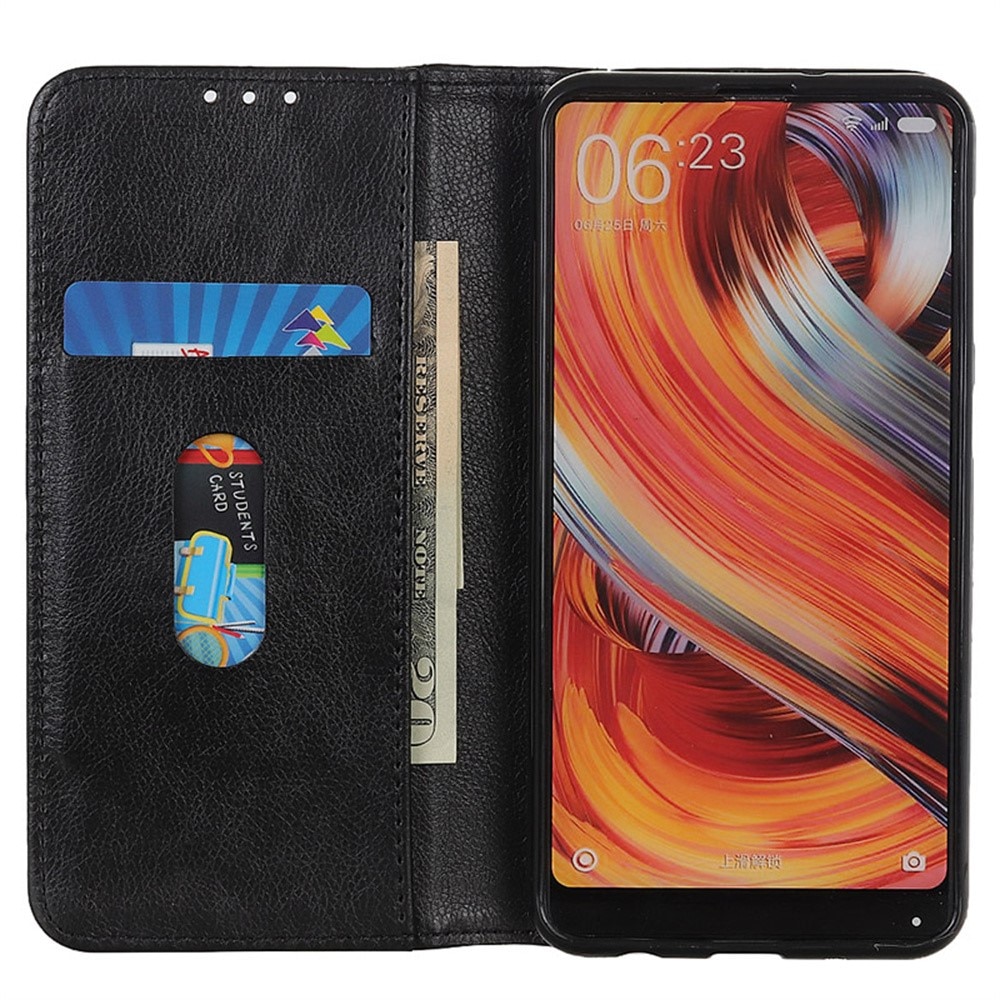 Husa cu clapeta pentru Google Pixel 10a, piele split, neagra, functie portofel si suport
