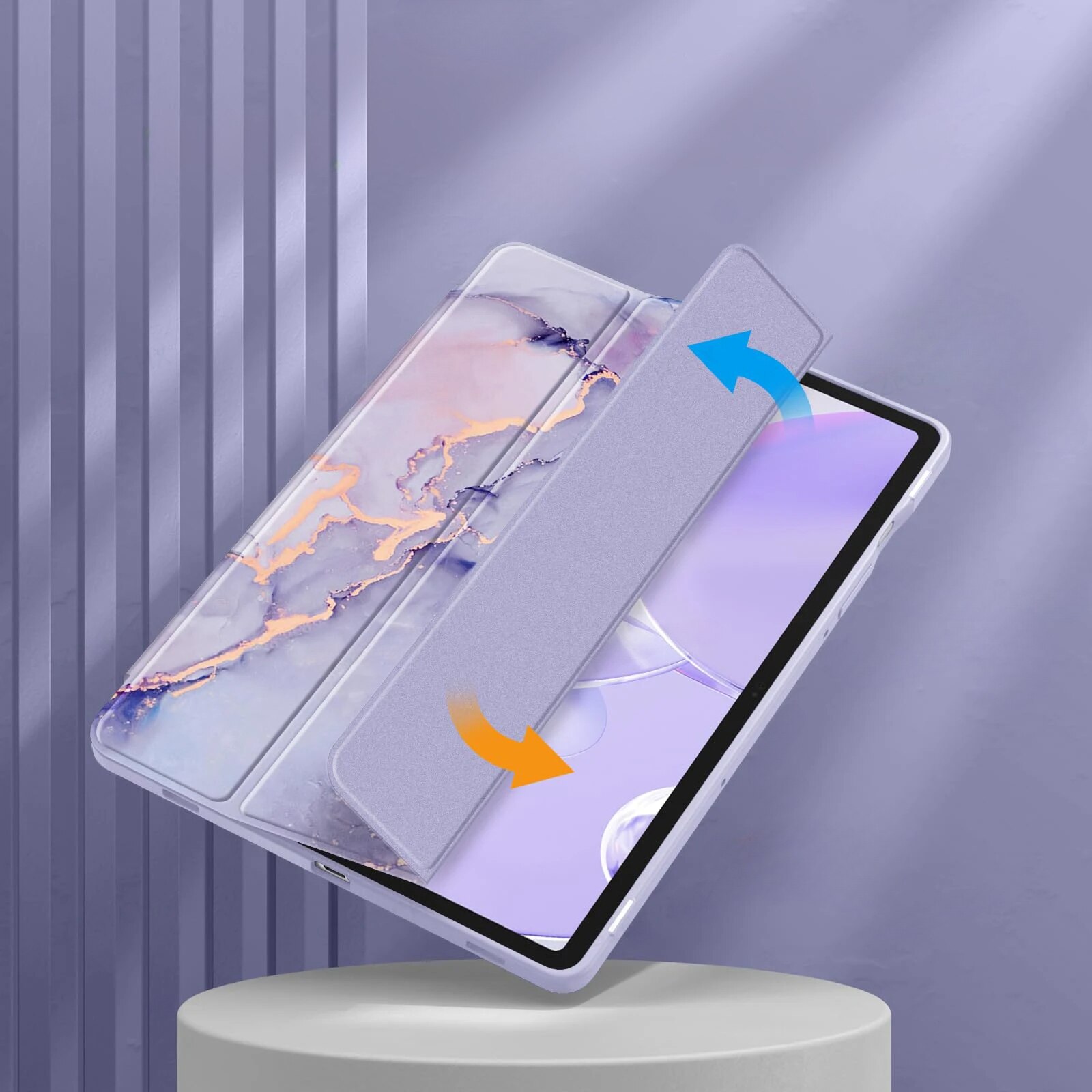 Husa pentru Samsung Galaxy Tab S9 FE / S10 FE, Smartcase Hybrid, cu suport pentru stylus, violet marmura