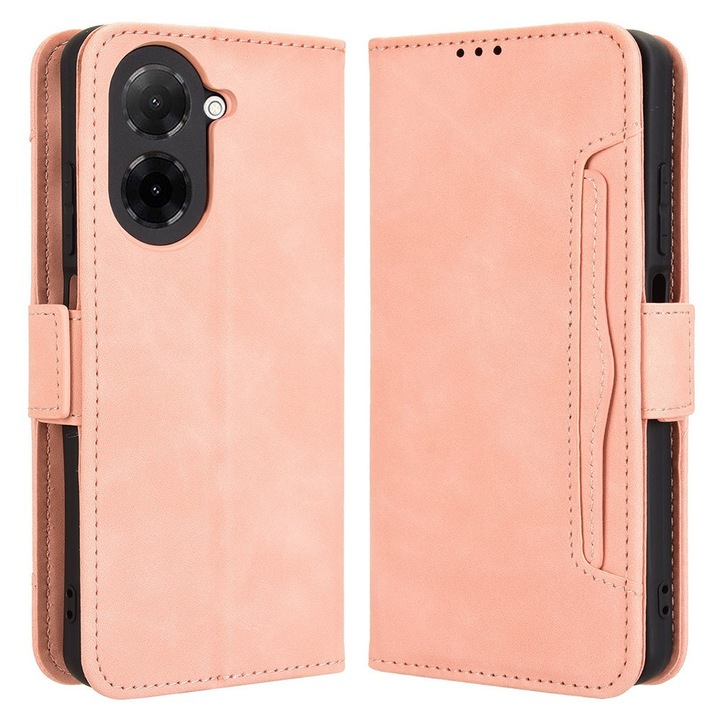 Etui telefon, XGSM, pentru Xiaomi Redmi A5, roz, piele ecologica, functie stand