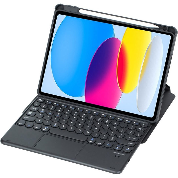 Husa cu tastatura pentru iPad 11" 2025 A16 / iPad 10.9" 2022, Rotary 360 Leather, negru, 2 in 1