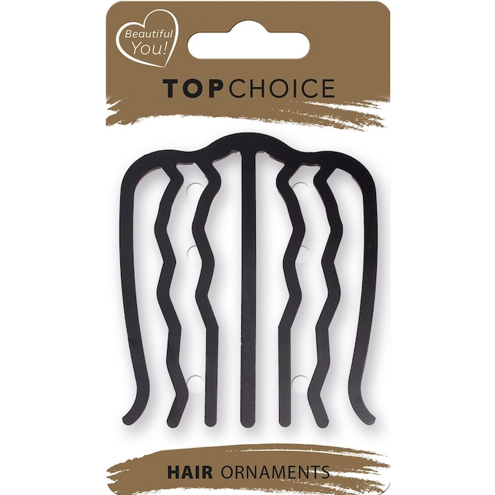 Pieptene de par Top Choice, negru, 7,5x6,5cm, pentru par lung