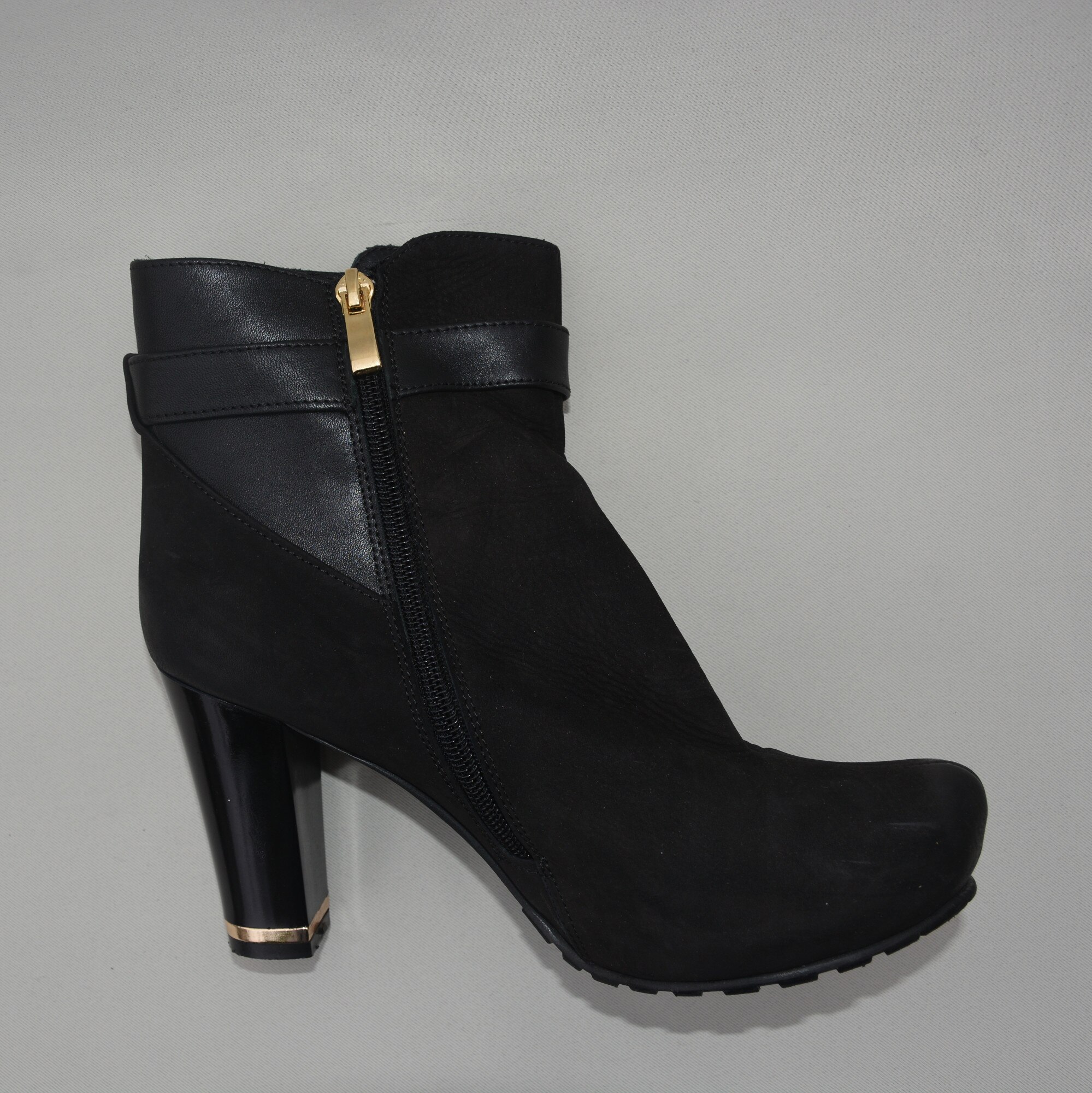 Botine elegante , toc inalt stabil, D&J Exclusive, Negru