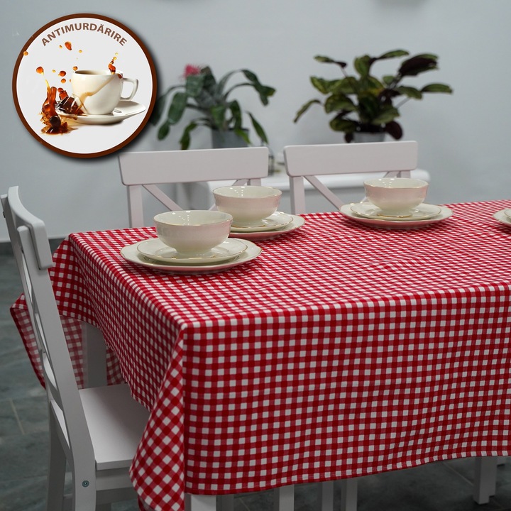 Kosztalanító terítő 100% pamut 120x160 cm, piros fehér kockás