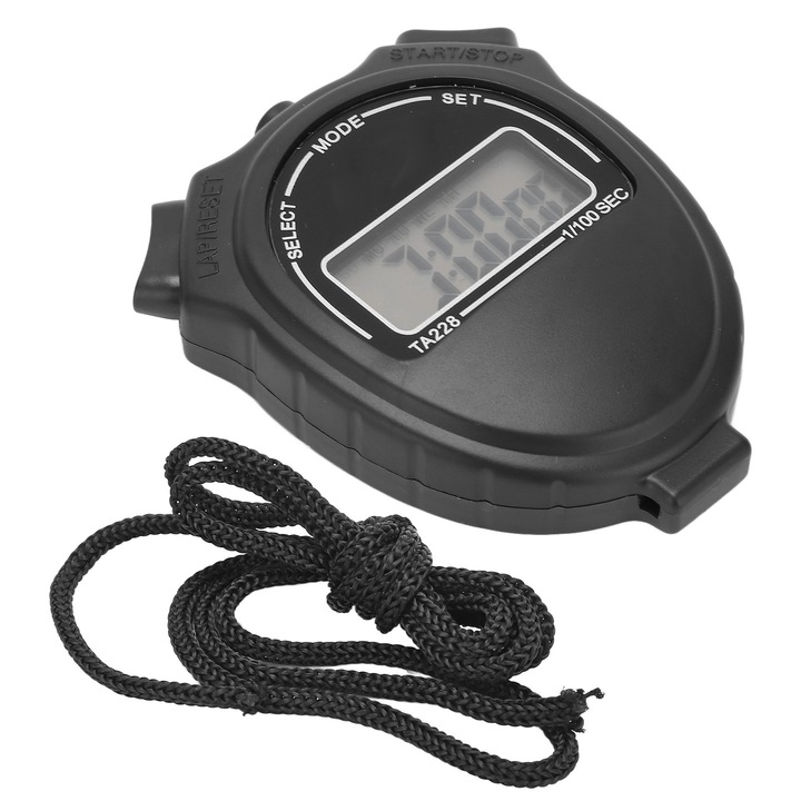 Cronometru digital HERUSI TA228, multifunctional, negru, portabil