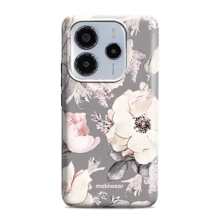 Калъф, Mobiwear - Elite Pro - EX06E за Xiaomi Redmi Note 14 5G, Розово С Флорален Мотив