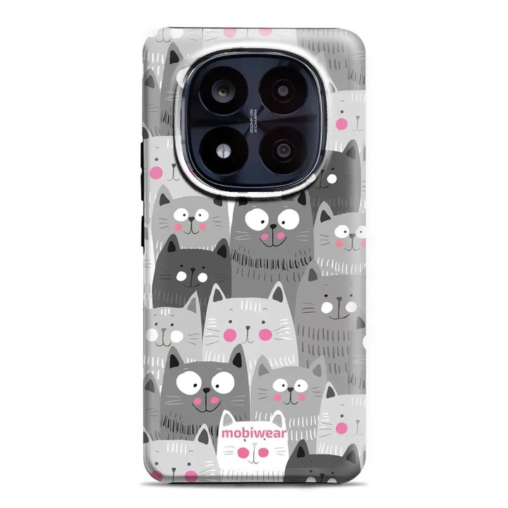 Husa telefon rezistenta Mobiwear Elite Pro, pentru Xiaomi Redmi Note 14 Pro Plus 5G, gri, set de protectie cu design modern