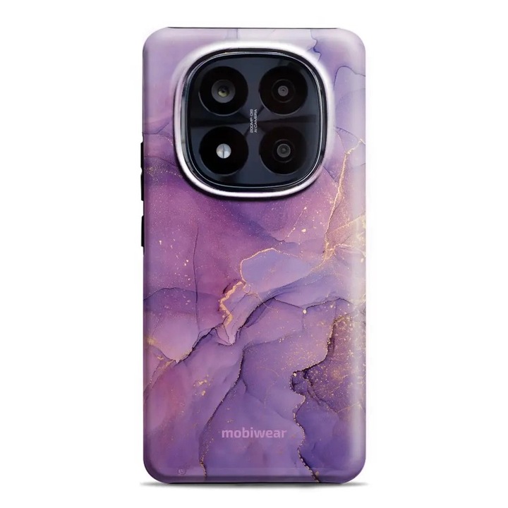 Husa telefon Mobiwear Elite Pro, Xiaomi Redmi Note 14 Pro Plus 5G, Fialov mramor, rezistenta la socuri si zgarieturi, set 1x husa