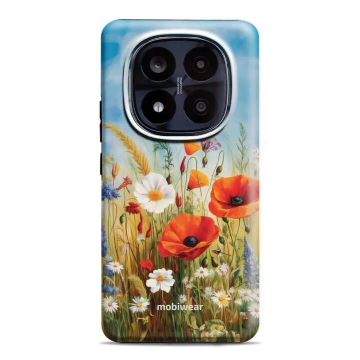 Husa rezistenta Mobiwear Elite Pro pentru Xiaomi Redmi Note 14 Pro Plus 5G, design floral, multicolor
