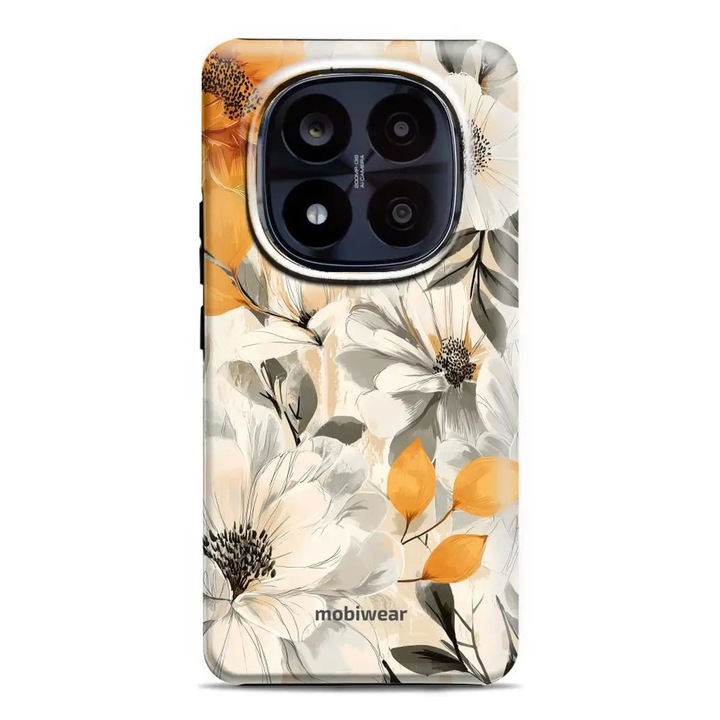 Husa rezistenta Mobiwear Elite Pro, pentru Xiaomi Redmi Note 14 Pro Plus 5G, multicolor, design cu flori, protectie dubla