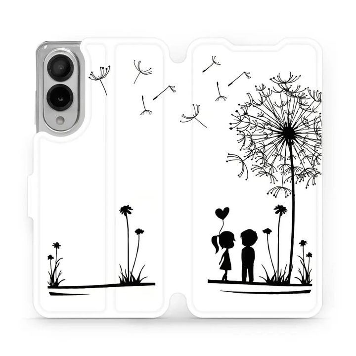 Husa flip Mobiwear, pentru Samsung Galaxy S25 Edge, design elegant, rezistent la socuri si zgarieturi, alb