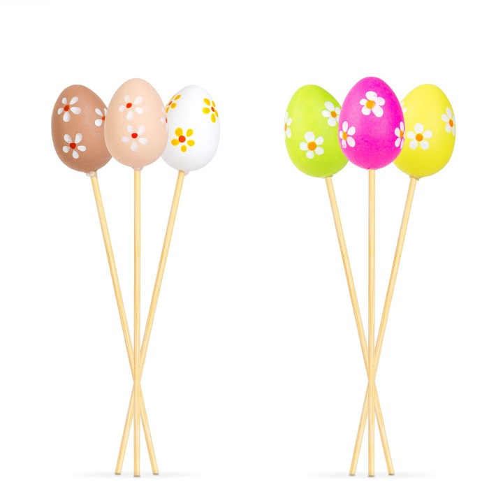 Húsvéti dekorációs szett, Vader, 6 tojás, 4 cm, többszínű