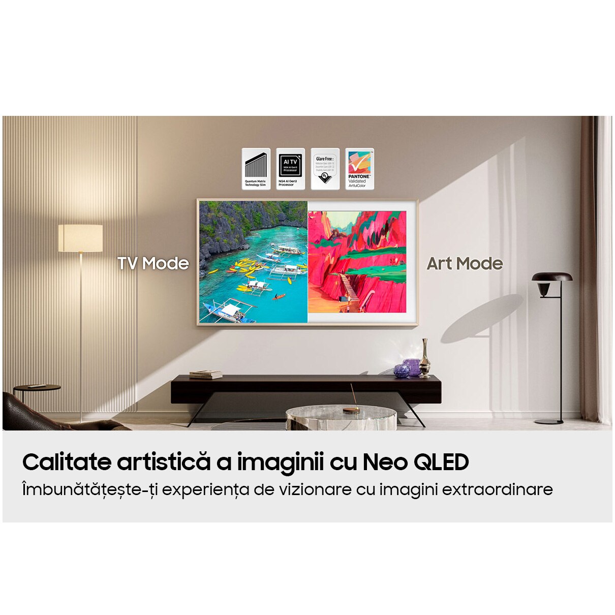 Televizor SAMSUNG Neo QLED The Frame Pro 65LS03FW, 163 cm, Smart, 4K Ultra HD, Clasa G (Model 2025)