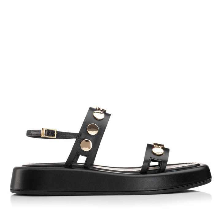 Sandale dama, Musette, CLARITA A222, Piele naturala, Negru