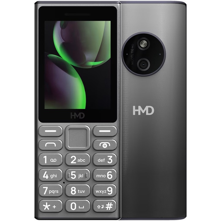 Мобилен телефон HMD 110 4G, Dual SIM, дисплей 2.4", титаниев