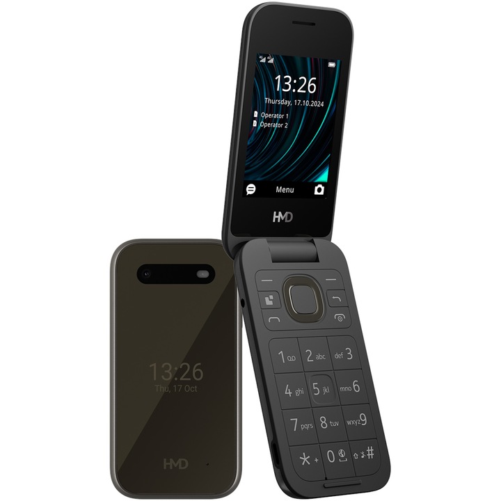 Мобилен телефон HMD 2660 Flip 4G, Две SIM карти, Черен