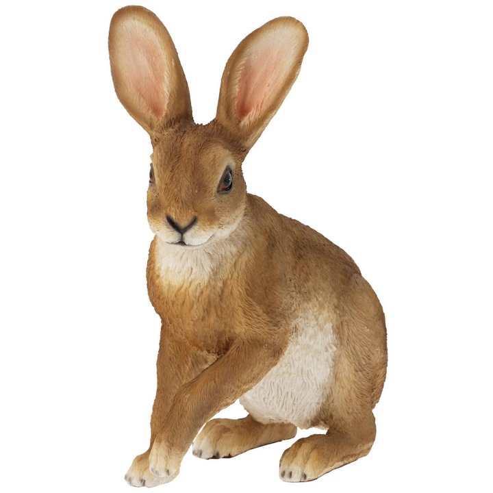 Декоративна фигурка, Кафяв Заек, Полирезин, 21x11x28 см, За градина и интериор, Реалистични детайли, Устойчива на атмосферни влияния