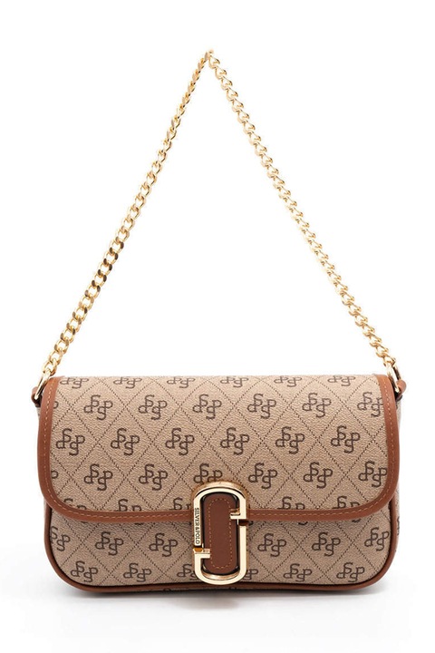 Silver&Polo, Geanta din cu bareta de umar, Maro, 15x23x4