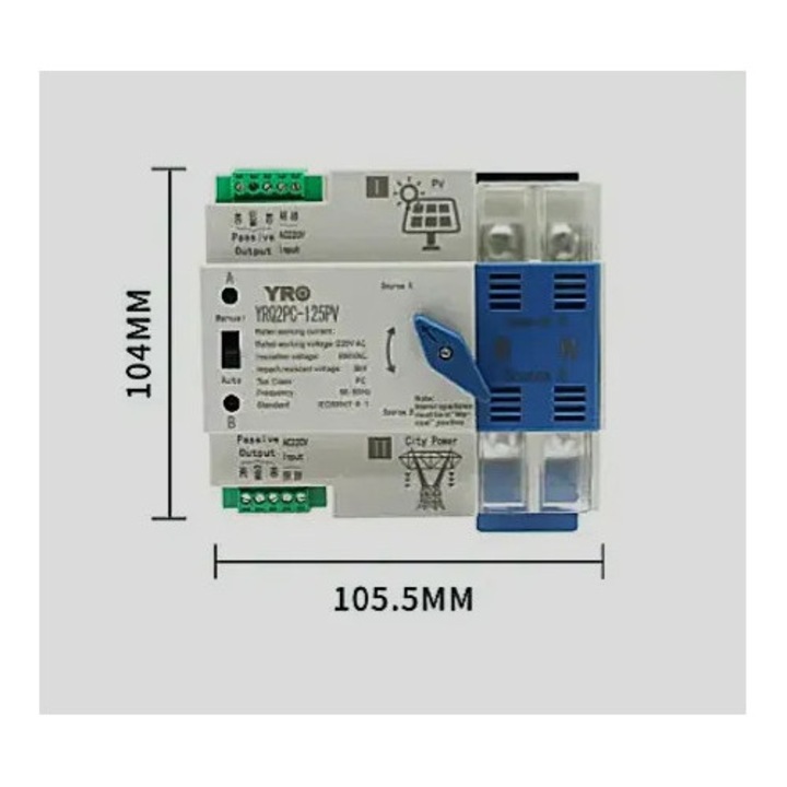 Manager de retea fotovoltaic 230Vac 125A Comutator ATS automat YRQ