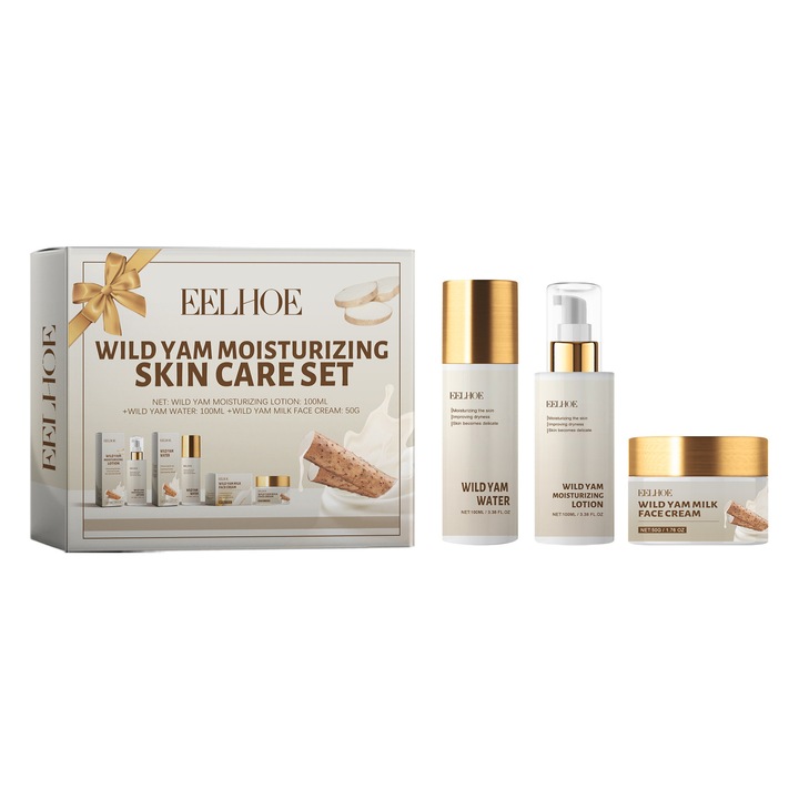 Vad jamgyökér hidratáló bőrápoló szett, jamgyökér-kivonatban gazdag, helyreállítja a bőr védőrétegét, javítja a szárazságot és az érdességet, bio vad jamgyökér krém nőknek, minden bőrtípusra alkalmas