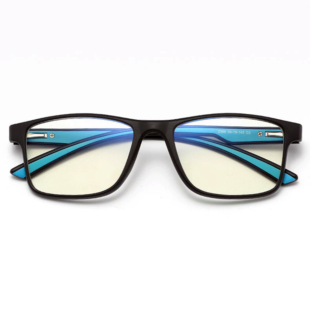 Anti-Blue Light Glasses Reflex TR90 (F2388) - Rectangular - Sand Black / Blue