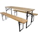 Set Gradina Heinner masa cu 2 banci, lemn, pliabila, dimensiuni 167x46x75 cm