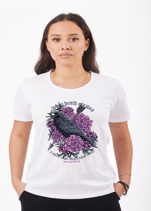 Női póló Death Scribes Raven mintával