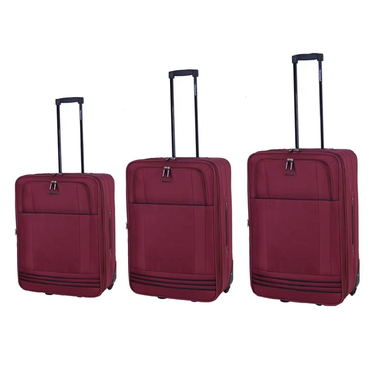 Set trolere extensibile Diplomat ZC2023, 1 bagaj de cabina si 2 de cala, poliester, 2 roti, grena