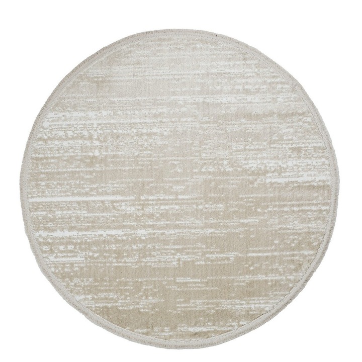 Covor rotund, model floral, crem, Jasmine, 80 cm, poliester