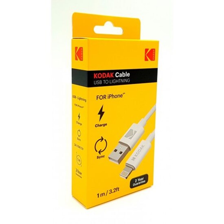 Cablu conectare USB-C la USB Kodak alb, 1m