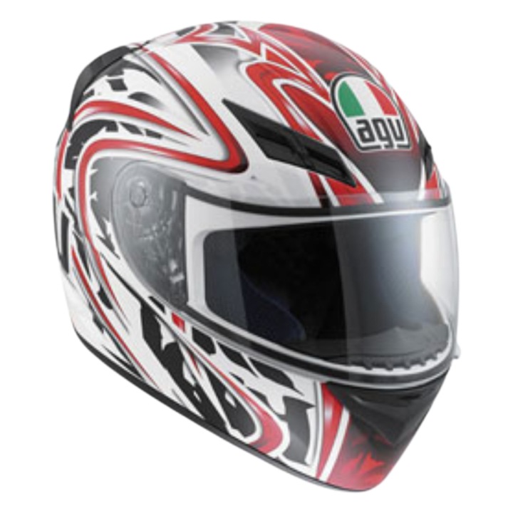 Casca moto full face K-3 AGV E2205 MULTI WIRE WHITE RED made by AGV Italia, omologare E2205, Marimea XS