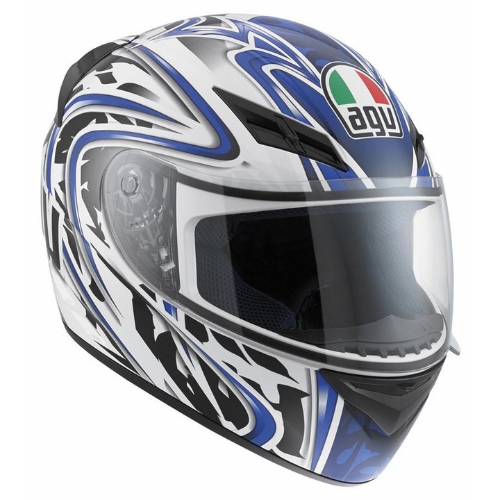 Casca moto full face K-3 AGV E2205 MULTI WIRE WHITE/BLUE made by AGV Italia, omologare E2205, Marimea XS