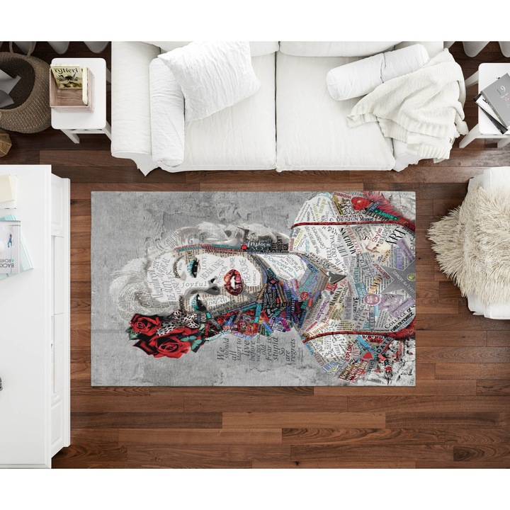 Декоративен килим Ambiental, с щампа 120×180 см, модел "Мерилин Монро", модерен дизайн, мека текстура, лесен за поддръжка, за всекидневна, спалня, офис или акцентни зони, комфорт и стил в един продукт