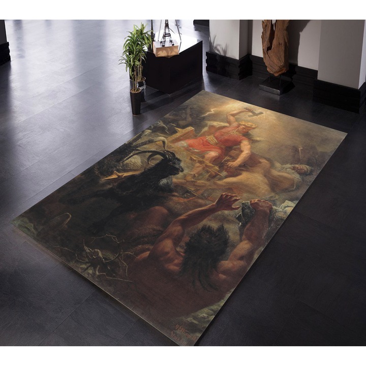 Covor decorativ imprimat 140×220 cm, model "Zeus" design modern, textura moale, material durabil, usor de intretinut, ideal pentru living, dormitor, birou sau zone de accent, confort si stil intr-un singur produs