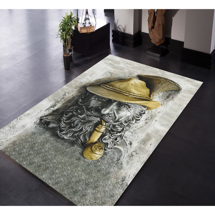 Covor decorativ imprimat 140×220 cm, model "Gold Pipe" design modern, textura moale, material durabil, usor de intretinut, ideal pentru living, dormitor, birou sau zone de accent, confort si stil intr-un singur produs