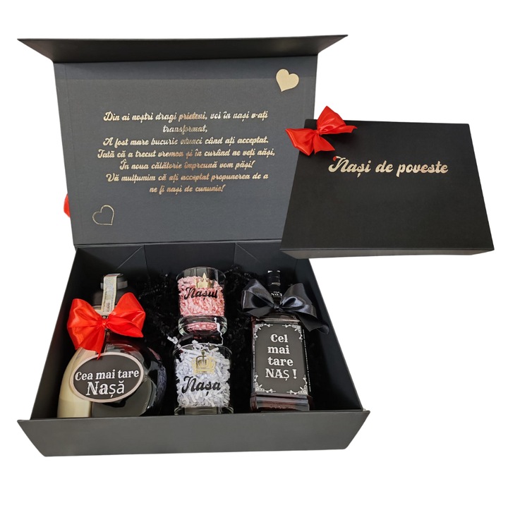 Set cadou pentru nasi, Din ai nostri prieteni, voi in nasi v-ati transformat, 25*35 cm