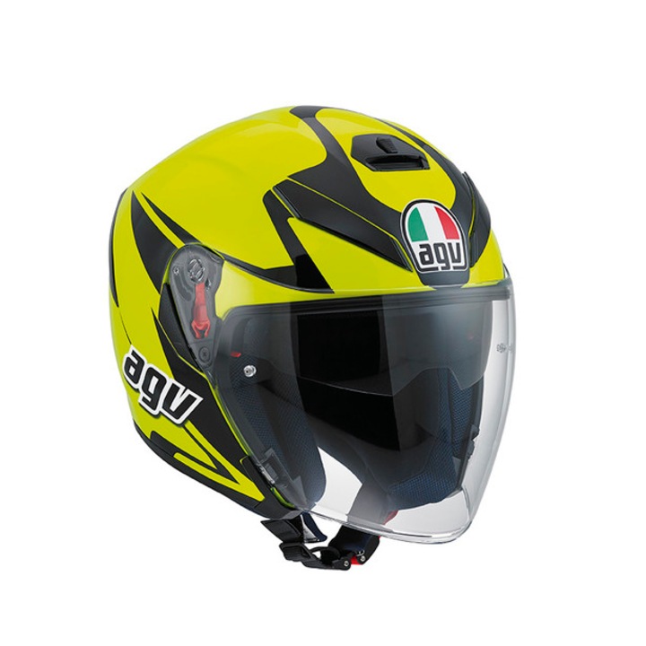 Casca moto open face K-5 JET AGV E2205 MULTI THREESIXTY YELLOW FLUO BLACK made by AGV Italia, omologare E2205, ochelari de soare, pinlock, Marimea S
