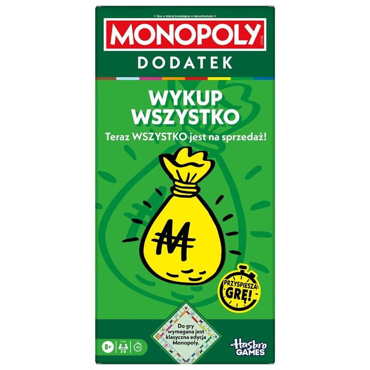 Monopoly társasjáték, Wykup Totul kiegészítő szett, 2-6 játékos, családoknak