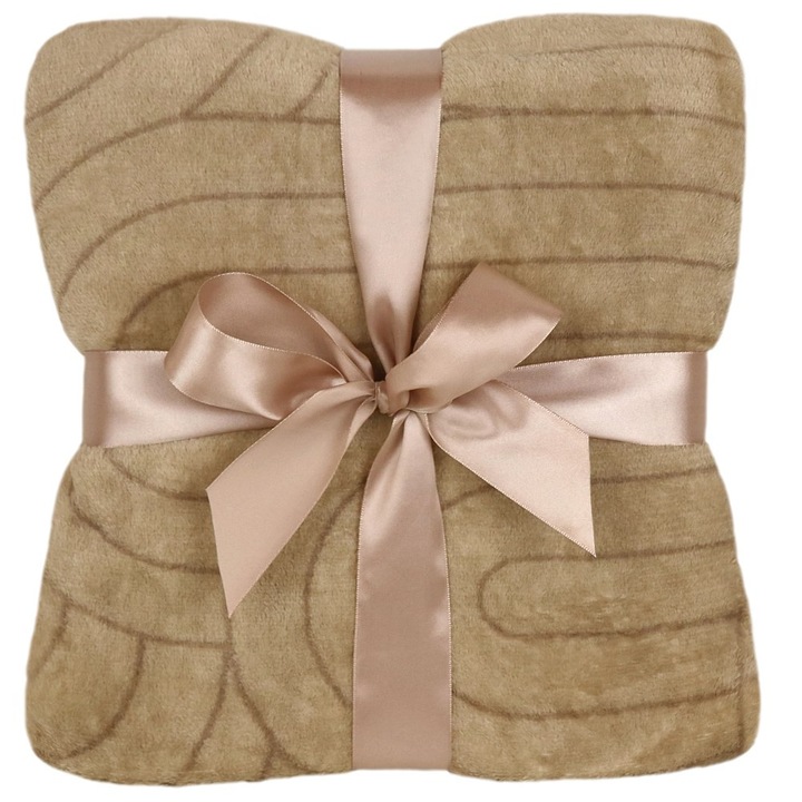 Cuvertura Domarex, microfibra, 130x170cm, bej, design geometric