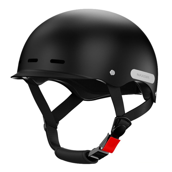Защитна каска, NAXSIR, Сваляща се и переща се вътрешна част, Регулируем размер, Устойчива на износване и надраскване, за велосипеди, мотоциклети, 54-61 см, Черна