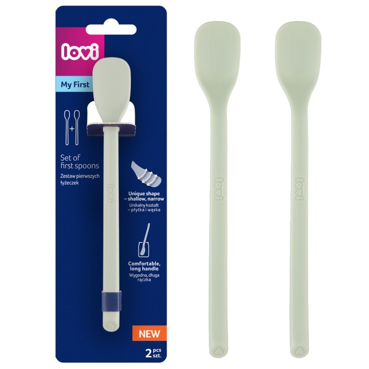 Set 2 lingurite Lovi, ergonomice, pistachio, pentru copii peste 6 luni