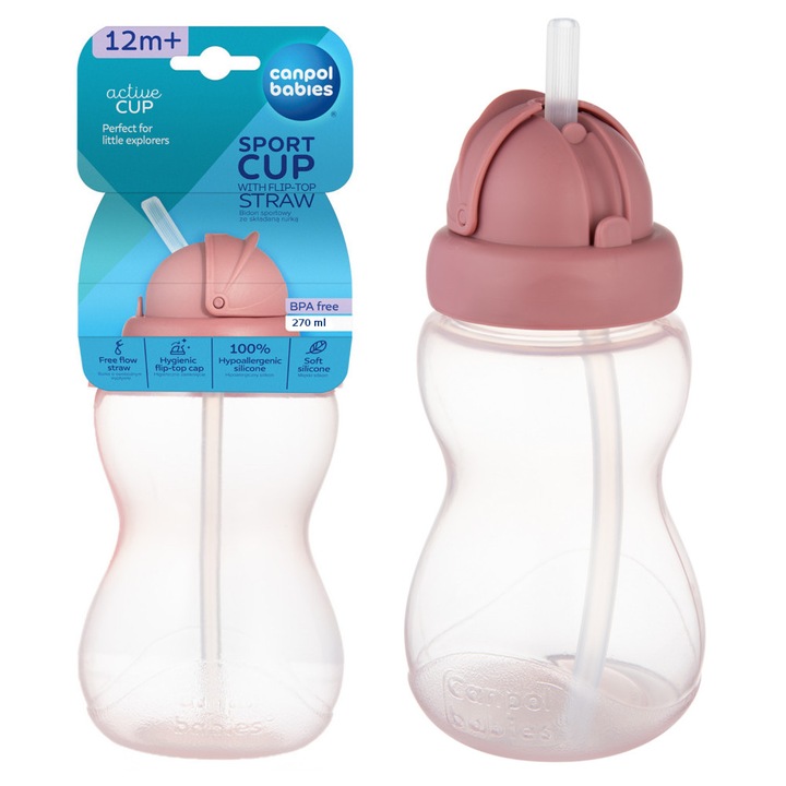 Canpol gyerek cumisüveg, 270 ml, rózsaszín
