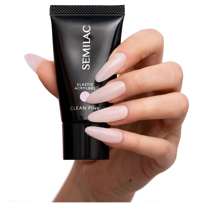 Gel acrilic, Semilac, 30g roz deschis, elastic, pentru intarirea si prelungirea unghiilor