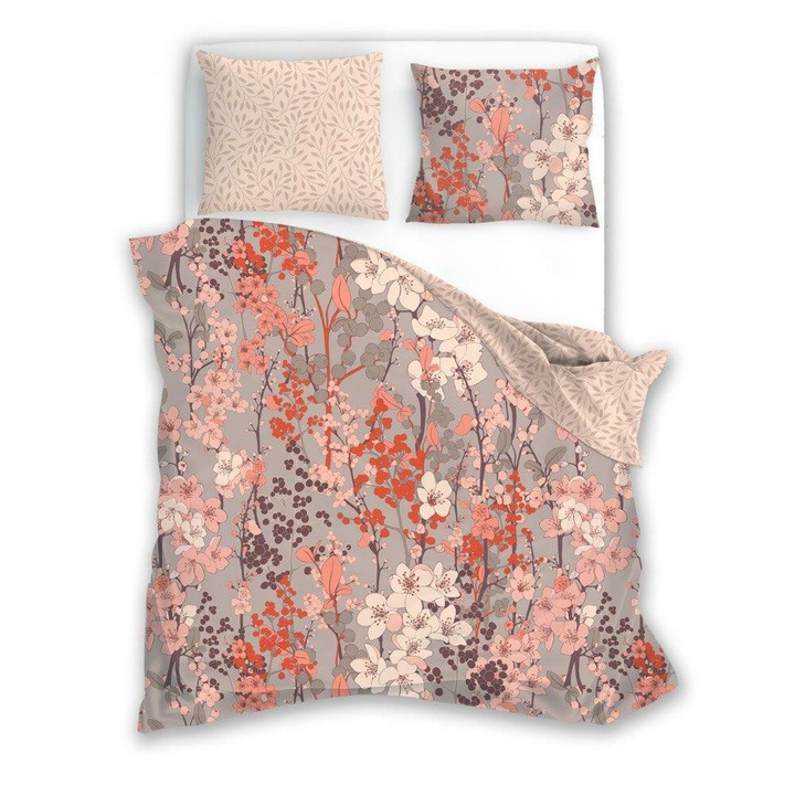 Lenjerie de pat, Faro, 220x200cm, 3 piese, bumbac, bej