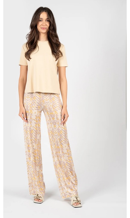 Pantaloni dama, Patrizia Pepe, talie inalta, elasticitate, bej, poliester-elastan, 34 EU