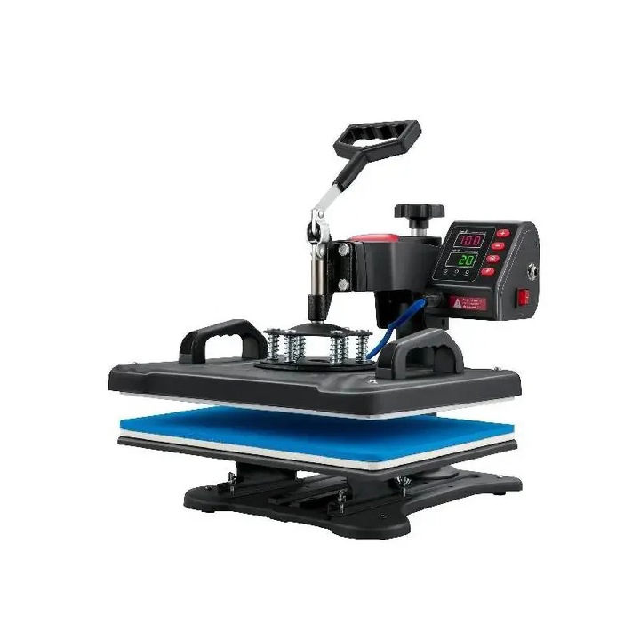 Термопреса, 5 в 1, термопреса тип „мида“, цифров контрол на температурата, 12 x 15 инча, черна