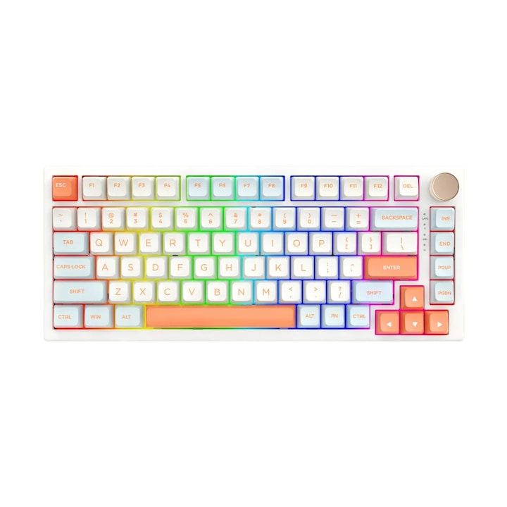 Клавиатура VGN безжична геймърска механична клавиатура Wireless Gaming Mechanical Keyboard - N75 PRO Jelly Orange - Azure Switches, RGB N75-PRO-ORANGE