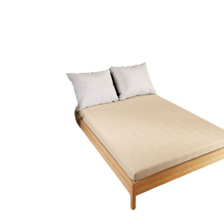 Cearceaf de pat Markizeta DREAMY PREMIUM, 120x200cm, bej, 100% bumbac, cu elastic