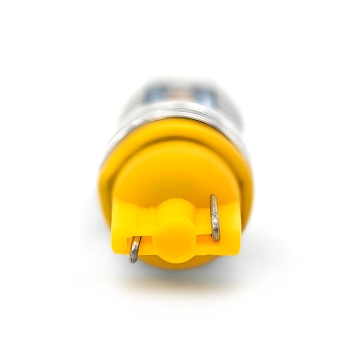 Autó irányjelző LED izzó, motoLEDy, T15, W16W, 2 darabos készlet, Narancssárga, CANBUS kompatibilis, 12V-24V, 10 db CREE LED, 360 fokos sugárzási szög, 1100 lumen, Polaritásfüggetlen, Amerikai autókhoz piros lámpabúrával, Ütésálló, 50000 óra élettartam