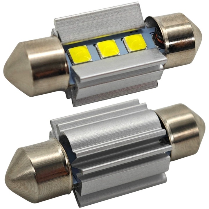 LED тръбна крушка, motoLEDy, SV8.5, 39мм, CANBUS, 10-30V, 320 лумена, неполярна, за интериорно осветление, багажник, регистрационен номер, 3 диода SMD 3030, ъгъл 120°, ниска консумация, удароустойчива, 50000 часа живот, Ксеноново бяла, Комплект 4 броя