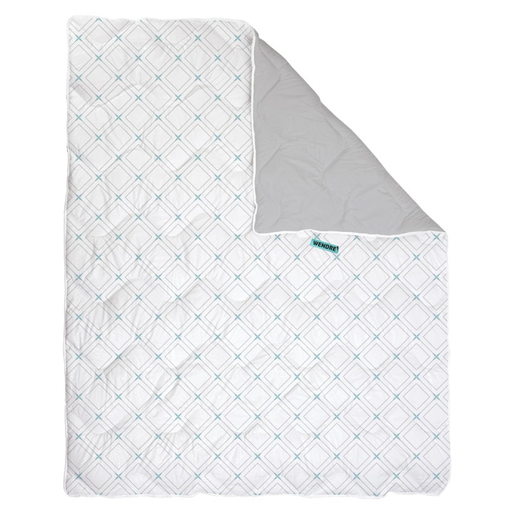 Pilota Wendre 220x200cm, microfibra, alb, 1,2kg, model geometric